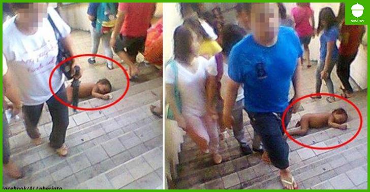 Шокирующие фото: голый младенец лежит на ступенях   и всем все равно! 