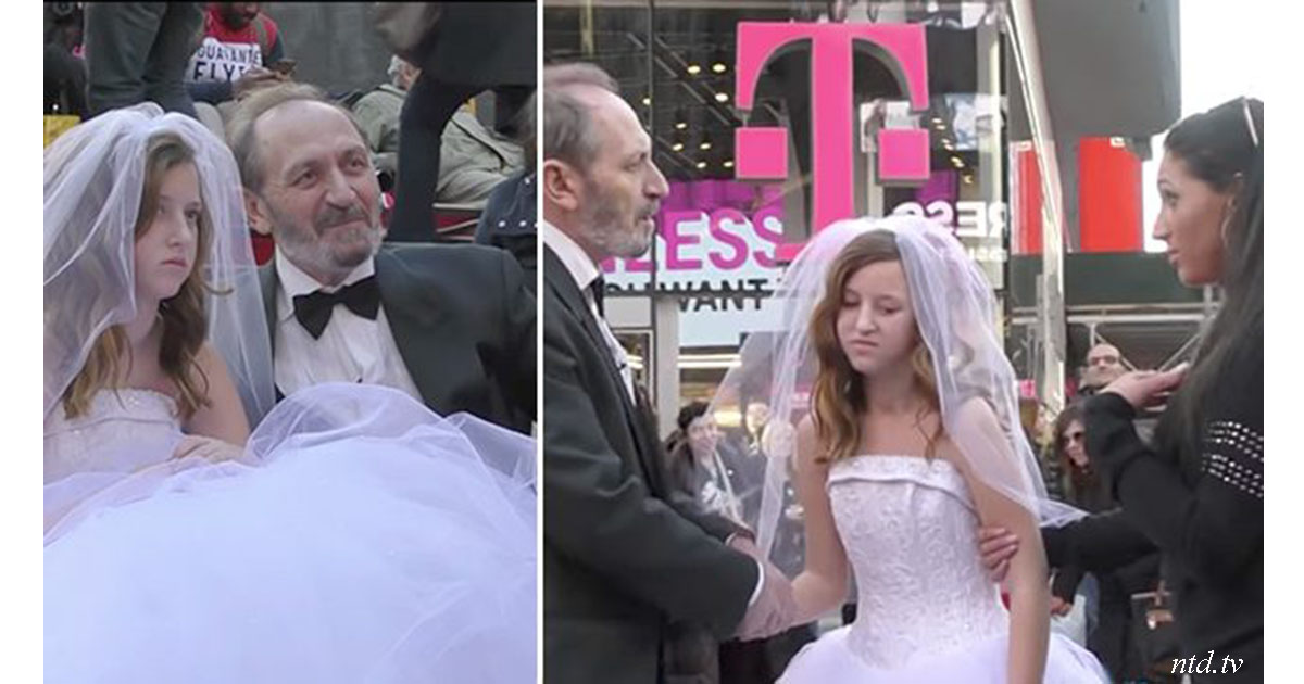 65 летний ″жених″ позировал с 12 летней «невестой». И вот реакция жителей Нью Йорка...