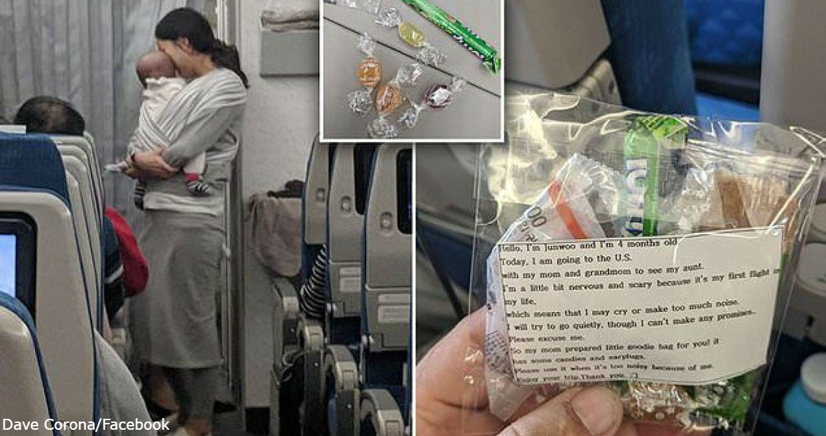Мама с 4 месячным малышом в самолете нашла способ успокоить всех пассажиров