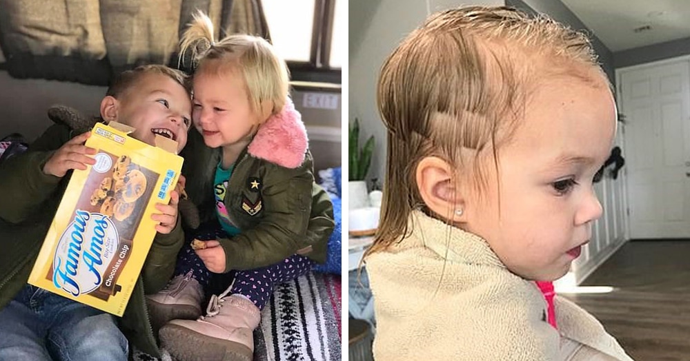 Трёхлетний мальчик подстриг младшую сестру, но она не в обиде. Её причёске теперь завидует даже мама