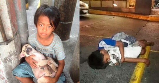 Снимок филиппинского мальчика, спящего в обнимку с собакой на улице, содрогнул весь мир