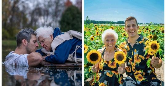 Веселиться никогда не поздно: 95 летняя бабушка и ее внук   их забавные костюмы и пародии