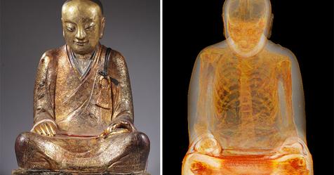 Рентген показал 1000 летнюю мумию китайского монаха, скрытую внутри древней буддийской статуе