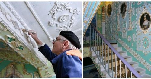 Киевлянин на пенсии сделал из своего старого подъезда настоящее произведение искусства